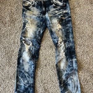 Machine Women's Distressed Acid-Wash Blue Jeggings